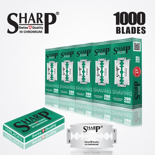 SHARP HI CHROMIUM DOUBLE EDGE DURABLADE SWISS QUALITY RAZOR BLADES T10 B200 P1000 PCS 1